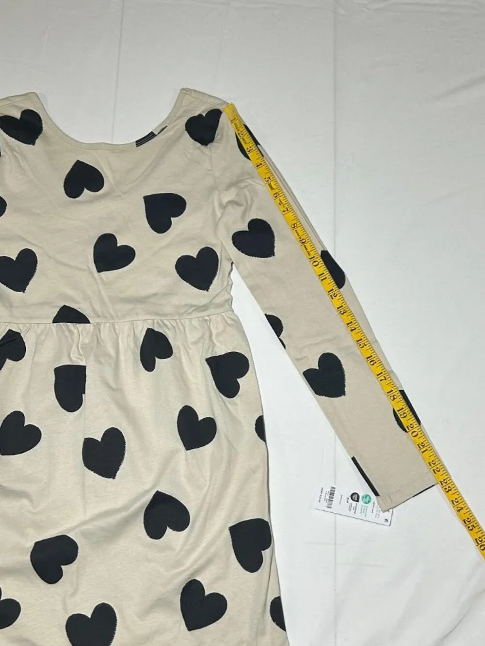 Carter's Girls Size 14 Tan with Black Hearts Lightweight Skater Dress NWT